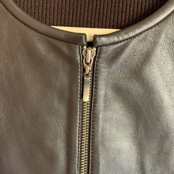 Classiques Entier brown ribbed wool leather panel jacket - Picture 3 of 9